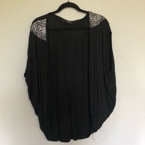 Black with silver rhinestone on shoulder cardigan